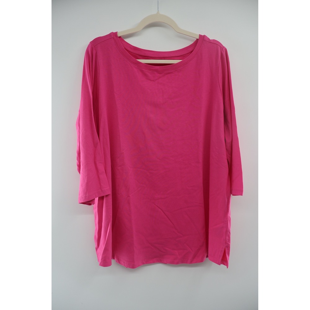 Title: Belle by Kim Gravel Pink Elbow Sleeve Cotton Modal Top 1X Plus Size
